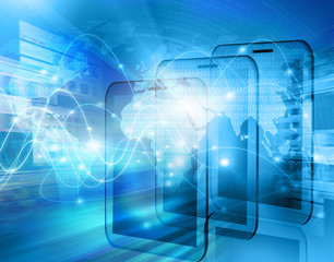 Best Internet Concept of global business from concepts series. Technology background.Electronics, bright lines and rays, symbols of the Internet, radio, television, mobile and satellite communications