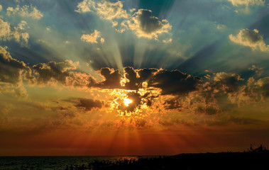rays of the sun in the clouds