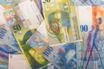 100 and 50 CHF Swiss banknotes