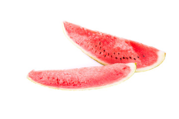 Slices of watermelon on white background