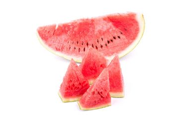 Slices of watermelon on white background