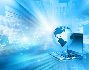 Best Internet Concept of global business from concepts series. Technology background.Electronics, bright lines and rays, symbols of the Internet, radio, television, mobile and satellite communications