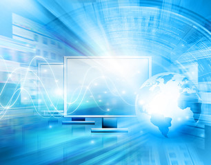 Best Internet Concept of global business from concepts series. Technology background.Electronics, bright lines and rays, symbols of the Internet, radio, television, mobile and satellite communications