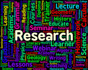 Fototapeta premium Research Word Represents Data Exploration And Information
