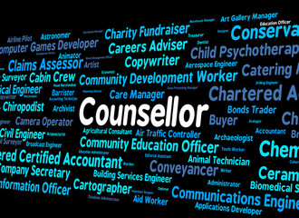 Obraz premium Counsellor Job Means Adviser Hiring And Occupation