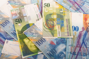 100 and 50 CHF Swiss banknotes