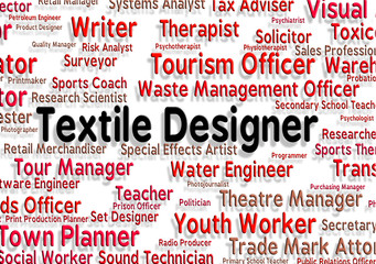 Textile Designer Shows Word Employee And Designing