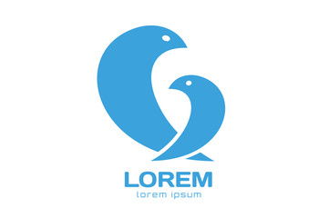 Two birds logo icon template. Mother and child concept
