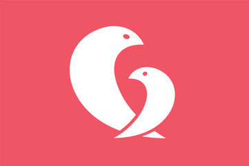 Two birds logo icon template. Mother and child concept