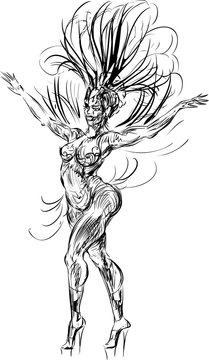 sketch of samba dancer