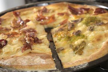 variety of homemade pizza