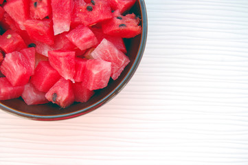 fresh fruits background with watermelon on white table