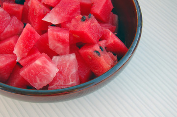 fresh fruits background with watermelon on white table