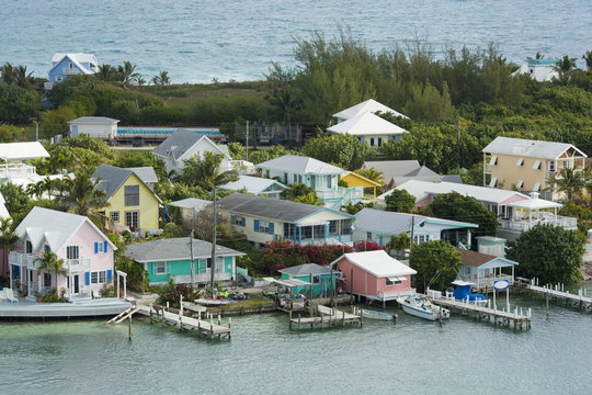 aerial of Hopetown, Bahamas