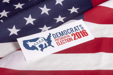 Democrat Election Vote and American Flag