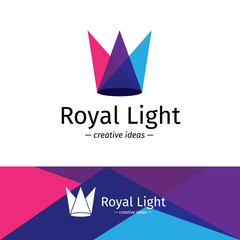 Vector minimalistic three color light rays logotype