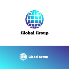Vector gradient Earth logo. Elegant globe symbol.
