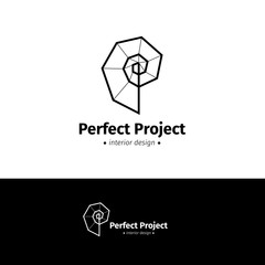 Fototapeta premium Vector minimalistic interior design logo. Black and white