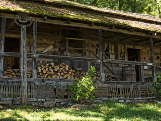 Fototapeta na wymiar Log Cabins in open air museum in Clinton Tennesee USA