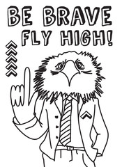 Fun business suit bird brave black and white