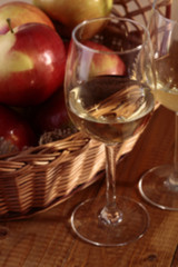 Fruit basket and wine