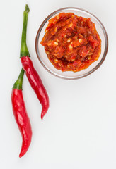 Red Thai peppers and home meade Sriracha sauce