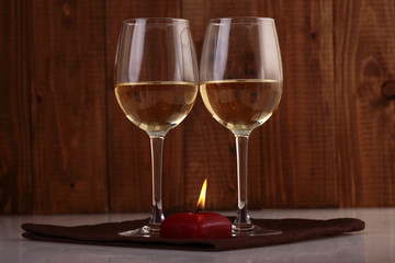 Wine glasses and candle