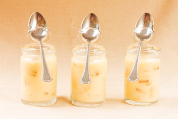 Banana pudding in the glass jars