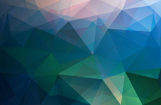 Polygonal triangle vector background, blue, rose, green and turq