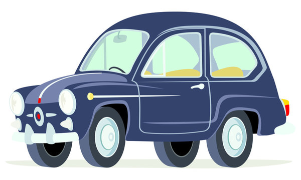 Caricatura Fiat Seat 600 negro vista frontal y lateral