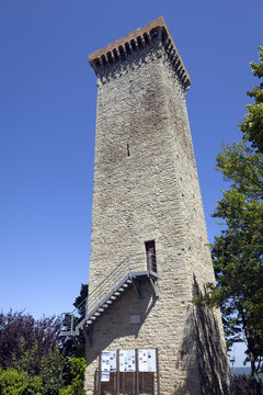 Murazzano (Cuneo): the medieval tower. Color image