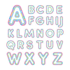 Colorful line font.Capital letter A to Z.Vector illustration.