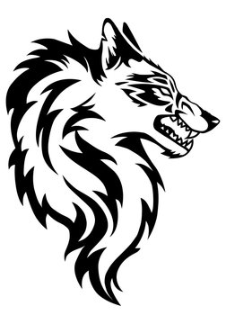 illustration of wolf face tattoo