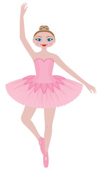 Fototapeta premium Pretty Pink Ballerina in a tutu wearing a tiara. She is posing en pointe.