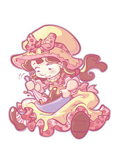 Little cute girl whisking chocolate to make a sweet cake