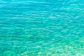 Obraz premium Krystalicznie czyste, niebiesko-zielone morze lub ocean