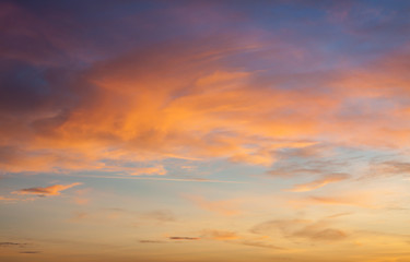 Fiery orange sunset sky. Beautiful sky.