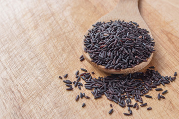 Closeup of raw purple Riceberry rice