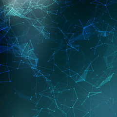 Abstract low poly blue bright technology vector background