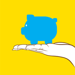 piggy bank hold in for save money concept design vector
