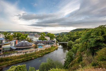 Blick auf das Kurviertel von Bad Kreuznach und die Nahe 