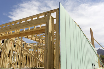 Obraz premium Building construction wood beams under construction