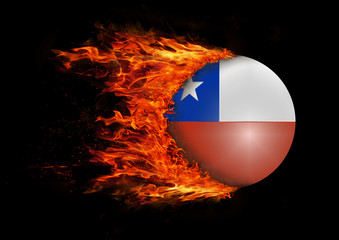 Flag with a trail of fire - Chile
