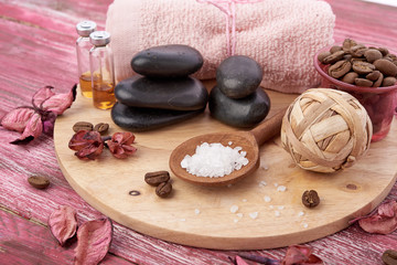 spa stuff on wooden background