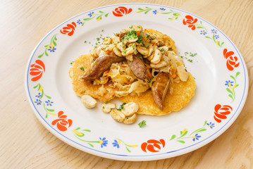 potato pancakes with sausage