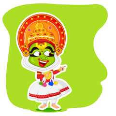 Kathakali dancer offering shopping sale for Onam