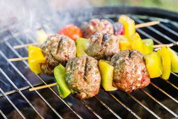 grilled meatballs with vegetables