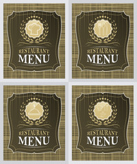 Set of restaurant menu cover design in vintage style. Vector illustration.