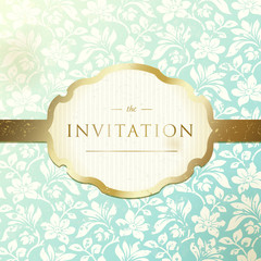 Elegant frame banner with ornate wallpaper background