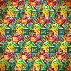 Seamless pattern of colorful small patterns in vintage style